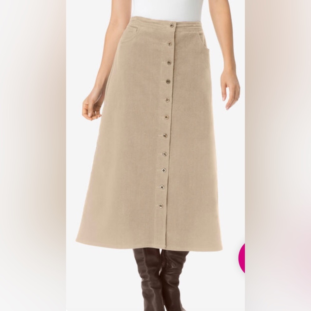 NEW Button Front Midi Corduroy Skirt